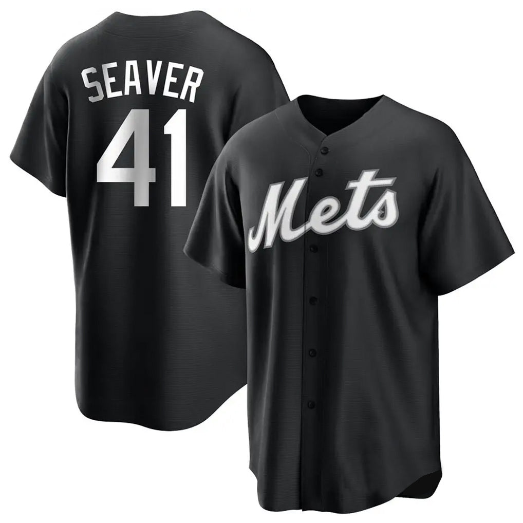 CAdoa NY.Mets #41 Tom Seaver Player Black Home Game Stitched Jerseys