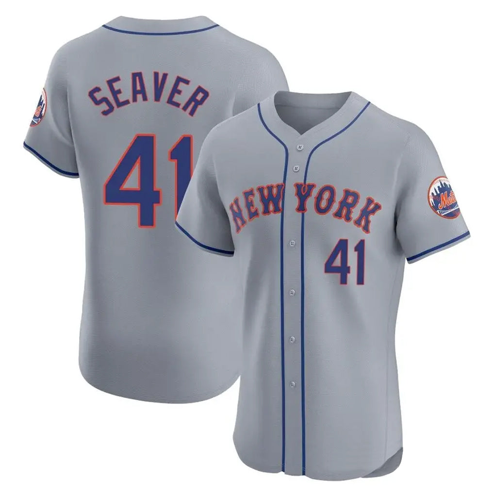 CAdoa NY.Mets #41 Tom Seaver Player Gray Road Limited Elite Home Stitched Jerseys