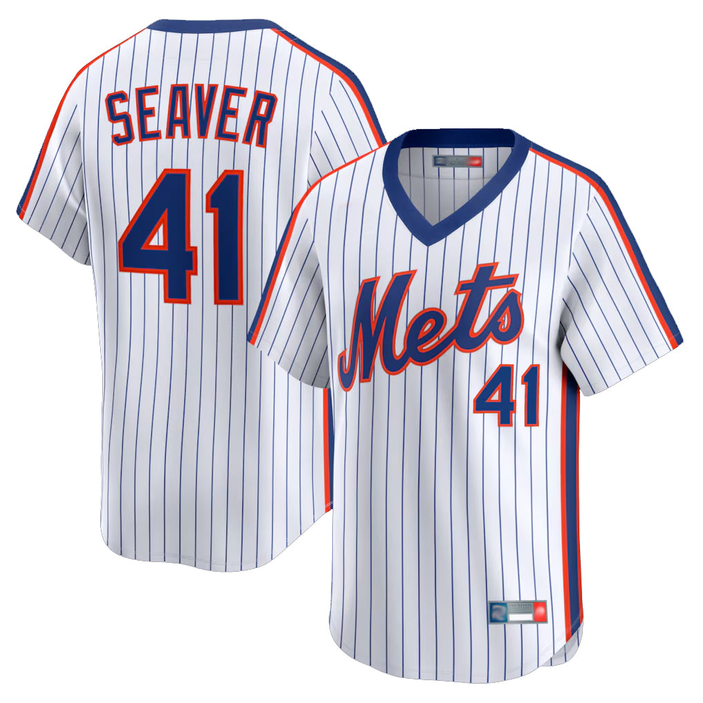 CAdoa NY.Mets #41 Tom Seaver Player White Cooperstown Collection T-shirt Game Stitched Jerseys