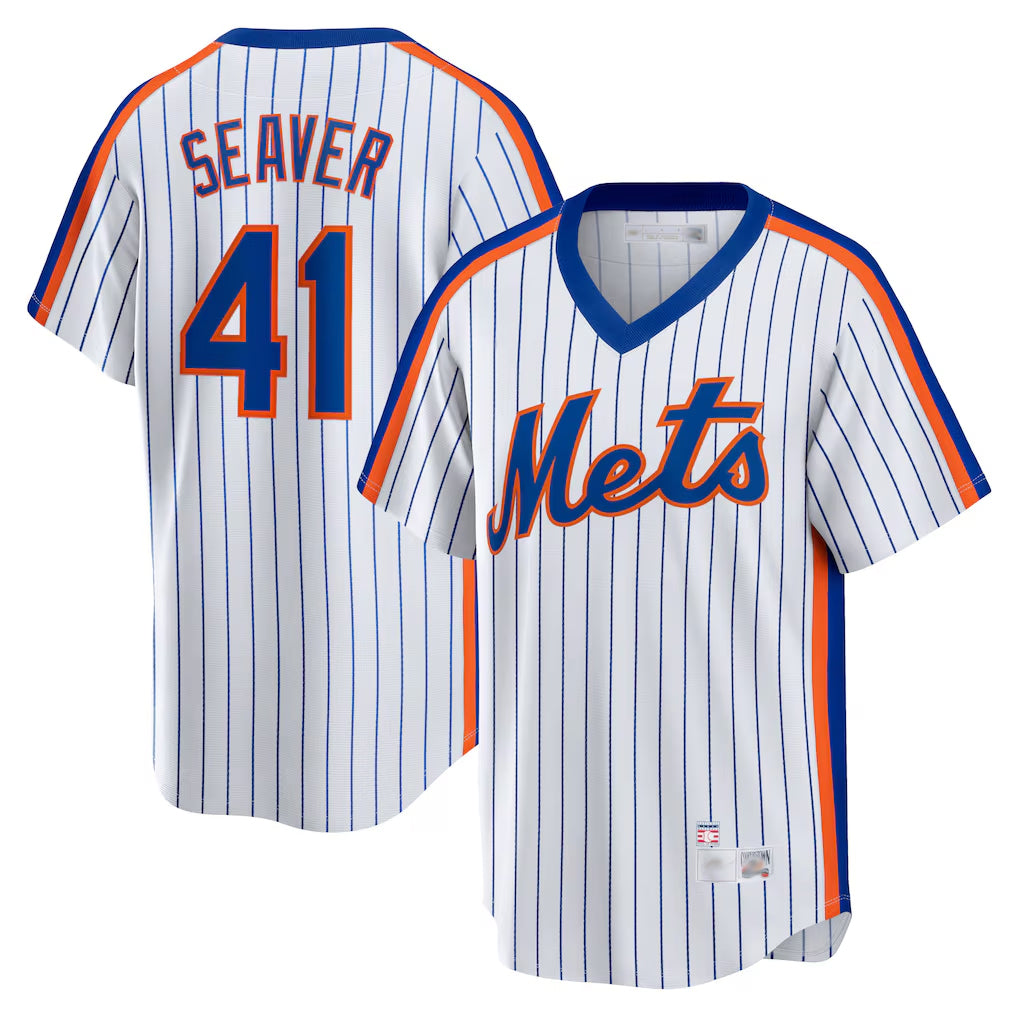 CAdoa NY.Mets #41 Tom Seaver Player White Cooperstown Collection T-shirt Home Stitched Jerseys