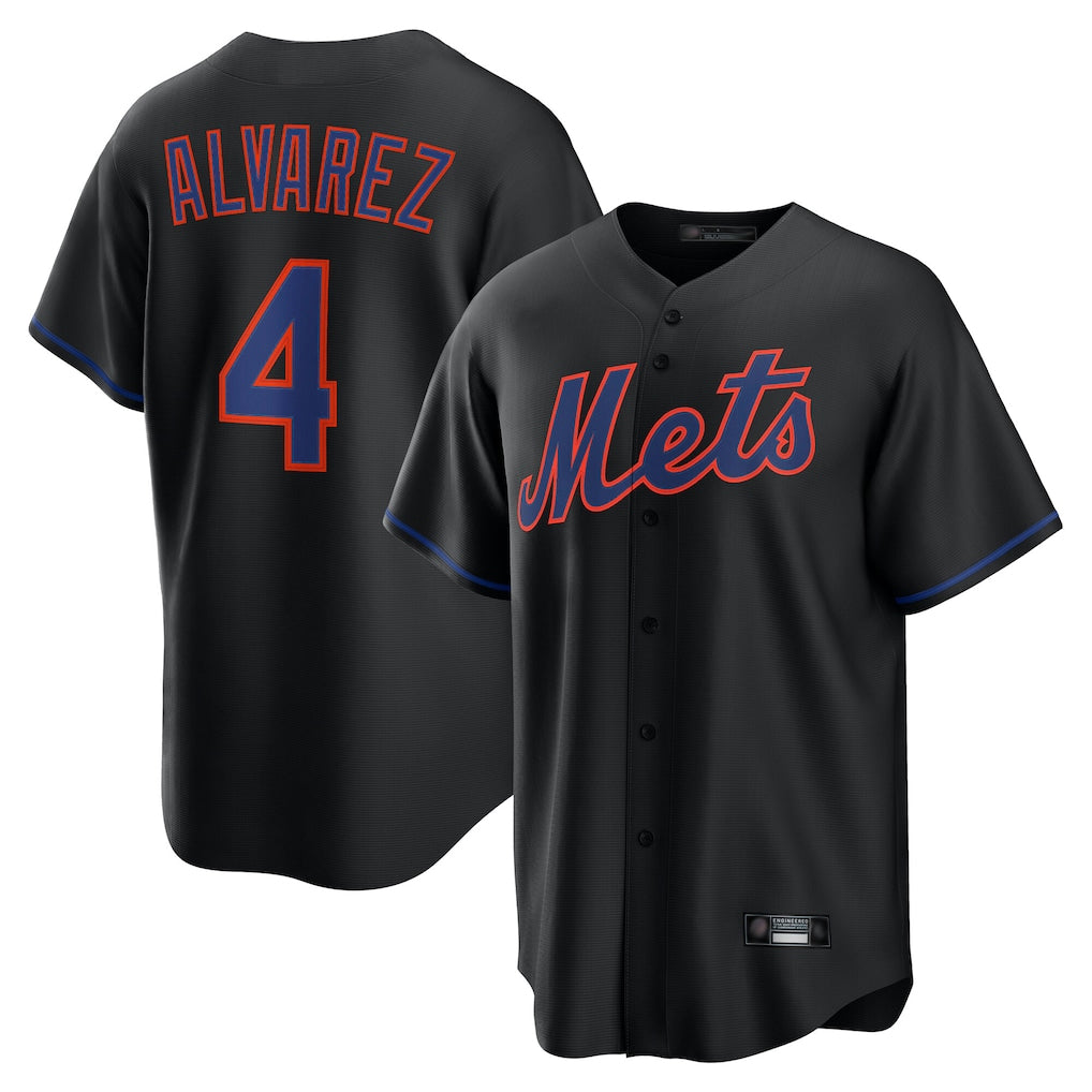 CAdoa NY.Mets #4 Francisco Alvarez Player Black Alternate Home Game Stitched Jerseys