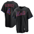 CAdoa NY.Mets #4 Francisco Alvarez Player Black Alternate Home Game Stitched Jerseys