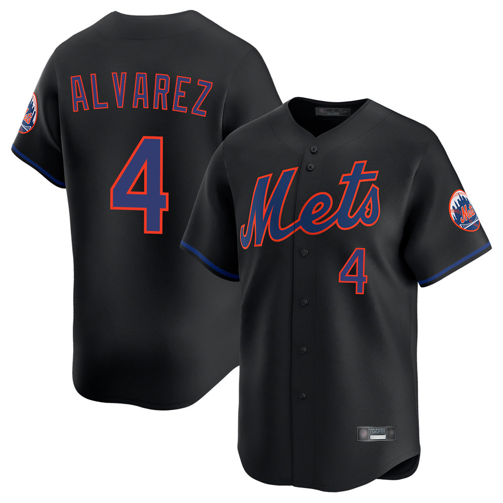 CAdoa NY.Mets #4 Francisco Alvarez Player Black Alternate Home Limited Stitched Jerseys
