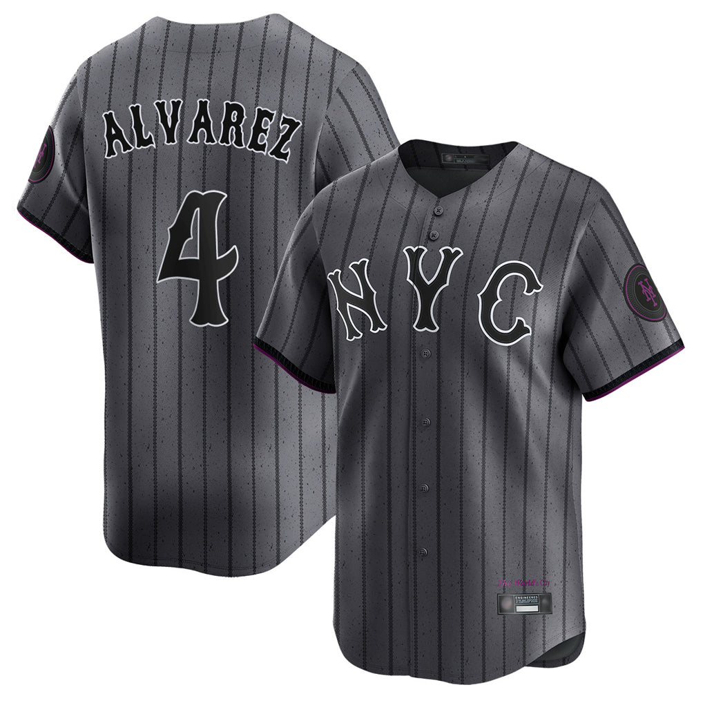 CAdoa NY.Mets #4 Francisco Alvarez Player Gray City Connect Limited Stitched Jerseys
