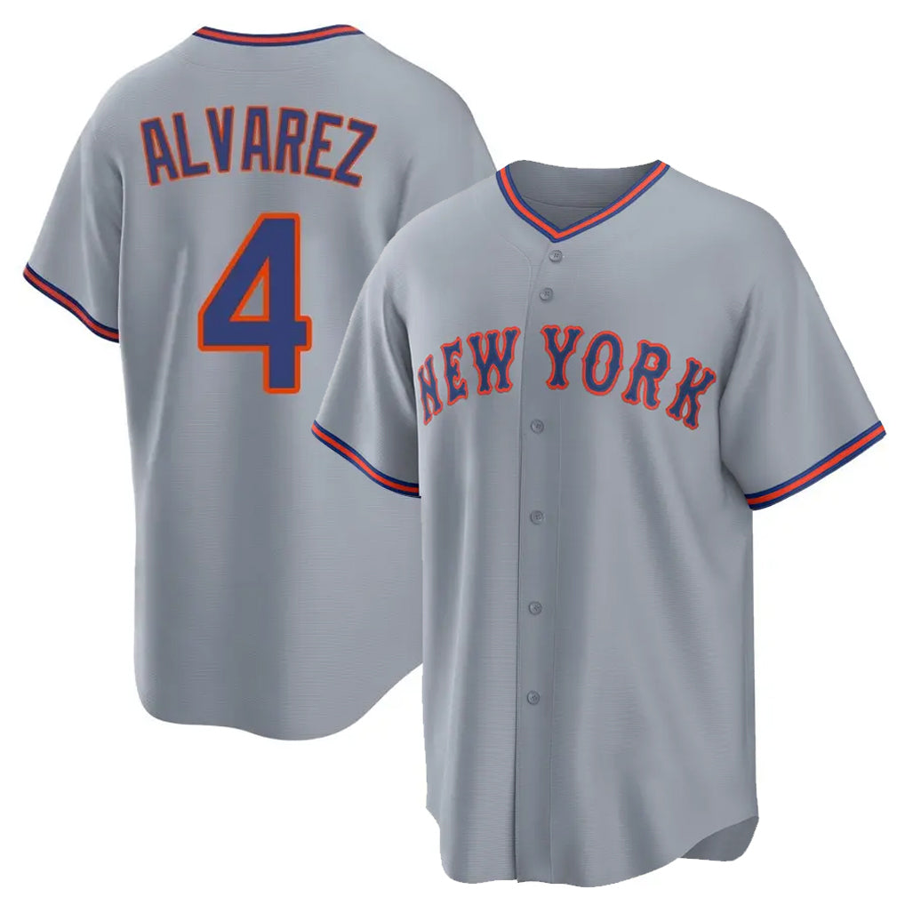 CAdoa NY.Mets #4 Francisco Alvarez Player Gray Road Home Game Stitched Jerseys