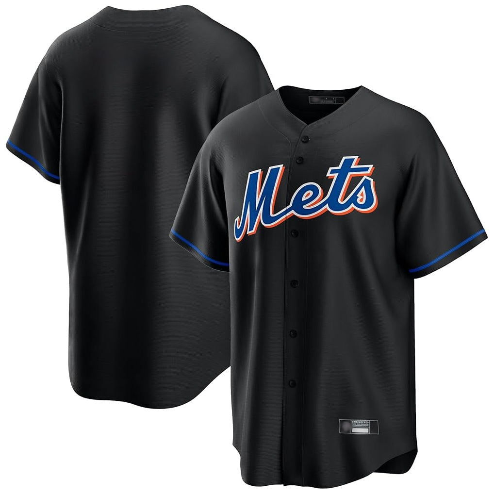 CAdoa NY.Mets Blank Player Black Replica Home Game Stitched Jerseys