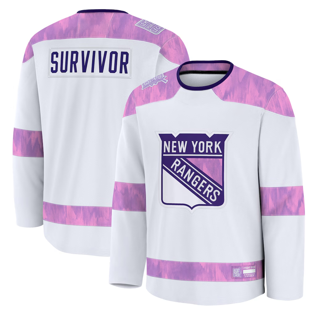 CAdoa NY.Rangers White Hockey Fights Cancer Survivor Practice Jerseys