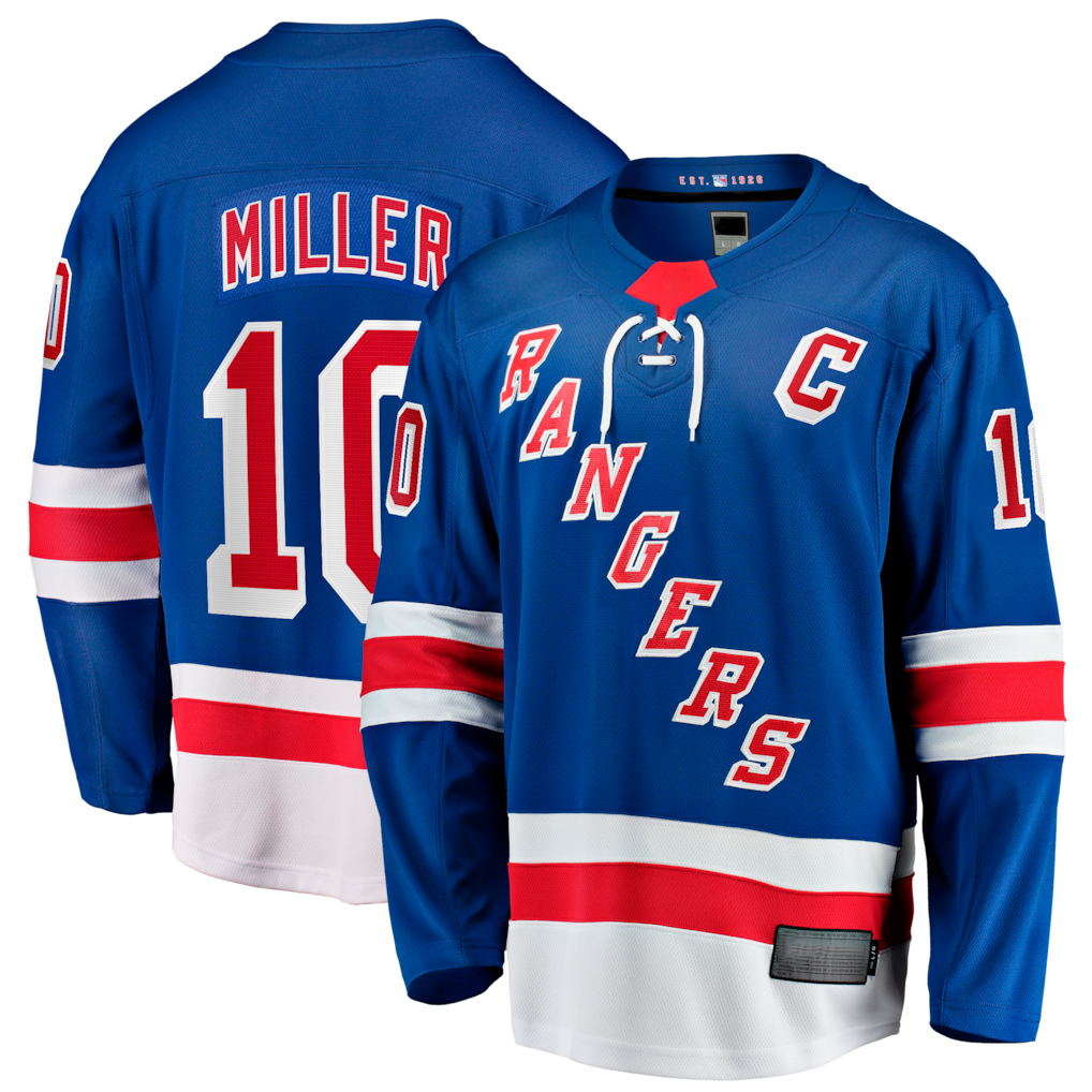 CAdoa NY.Rangers #10 JT Miller Blue Home Captain's Patch Breakaway Jerseys