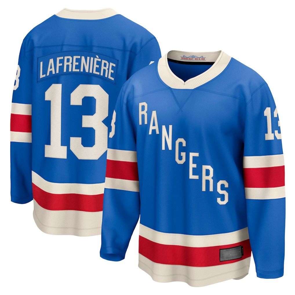 CAdoa NY.Rangers #13 Alexis Lafreniere Blue Centennial Breakaway Jerseys