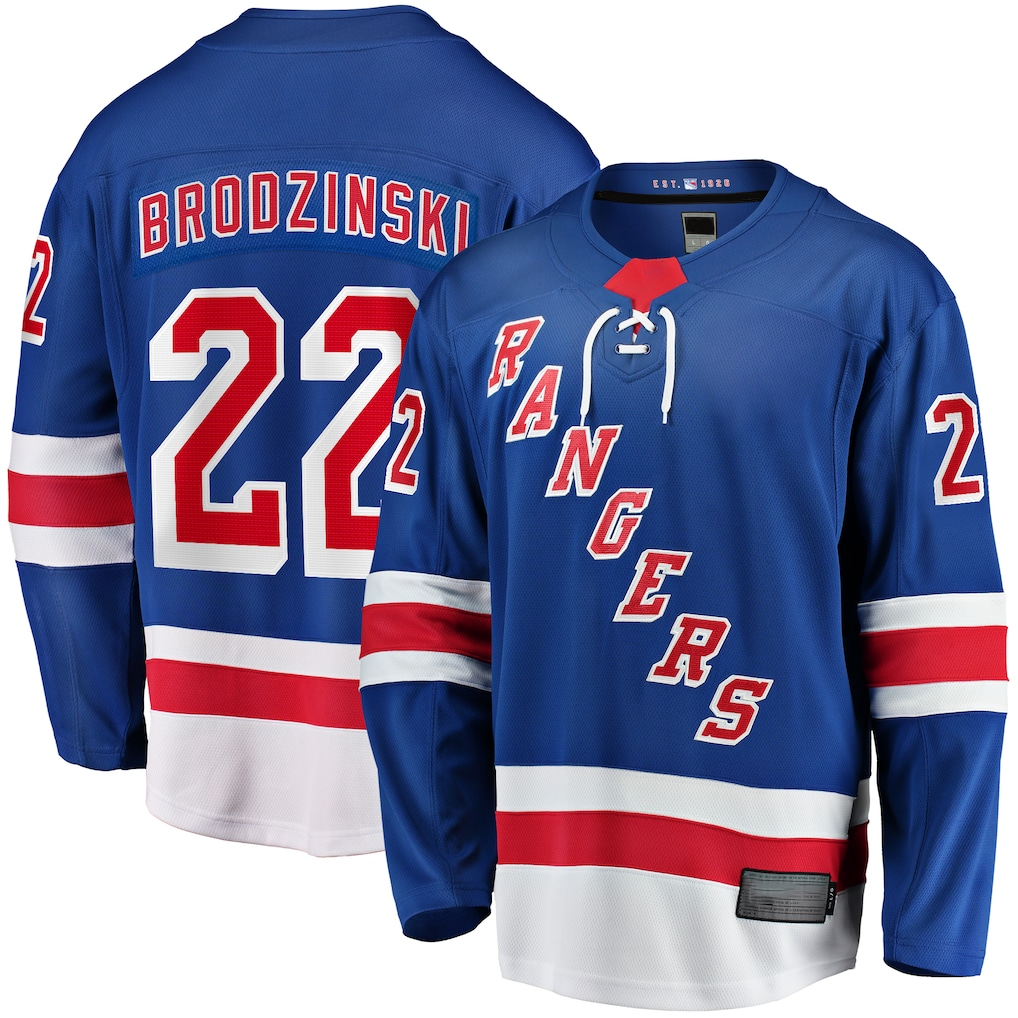 CAdoa NY.Rangers #22 Jonny Brodzinski Blue Home Premier Breakaway Jerseys