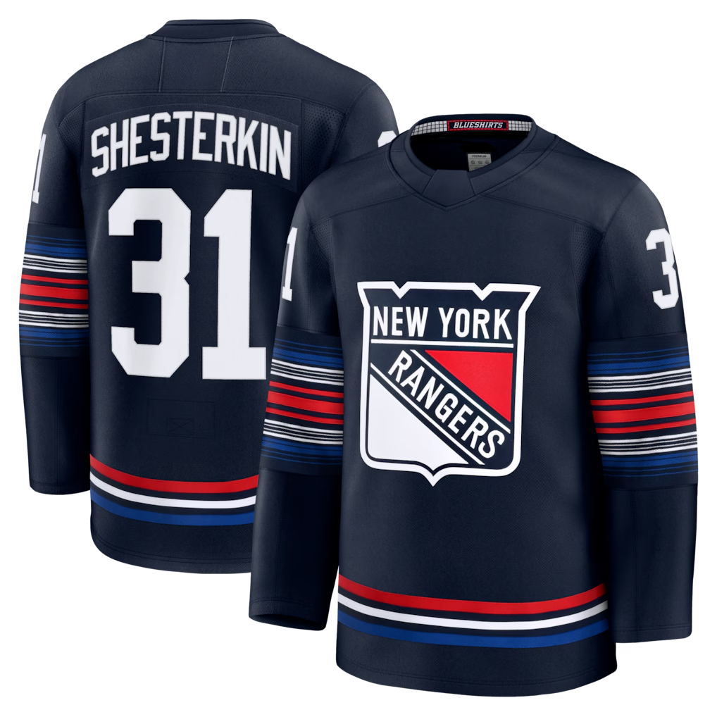 CAdoa NY.Rangers #31 Igor Shesterkin Navy Alternate Premier Player Jerseys