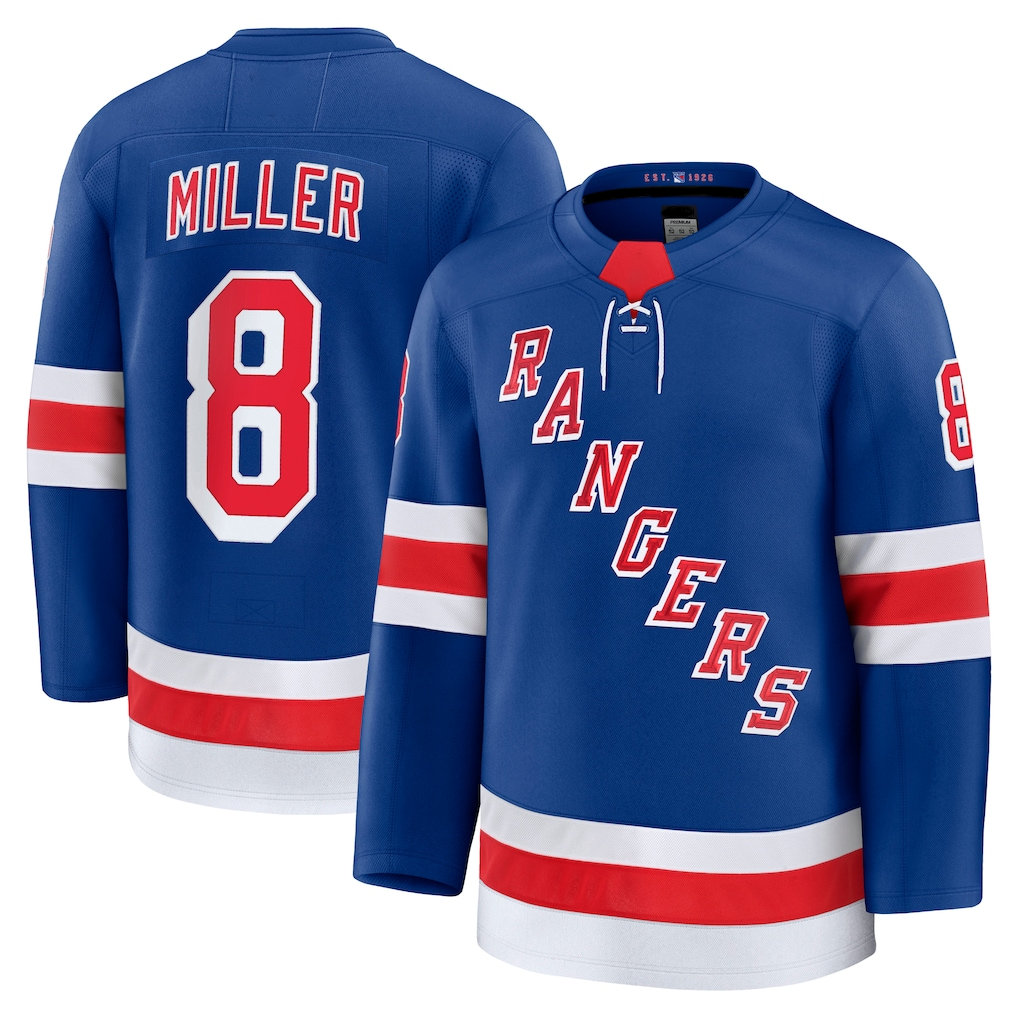 CAdoa NY.Rangers #8 J.T. Miller Blue Home Premium Jerseys