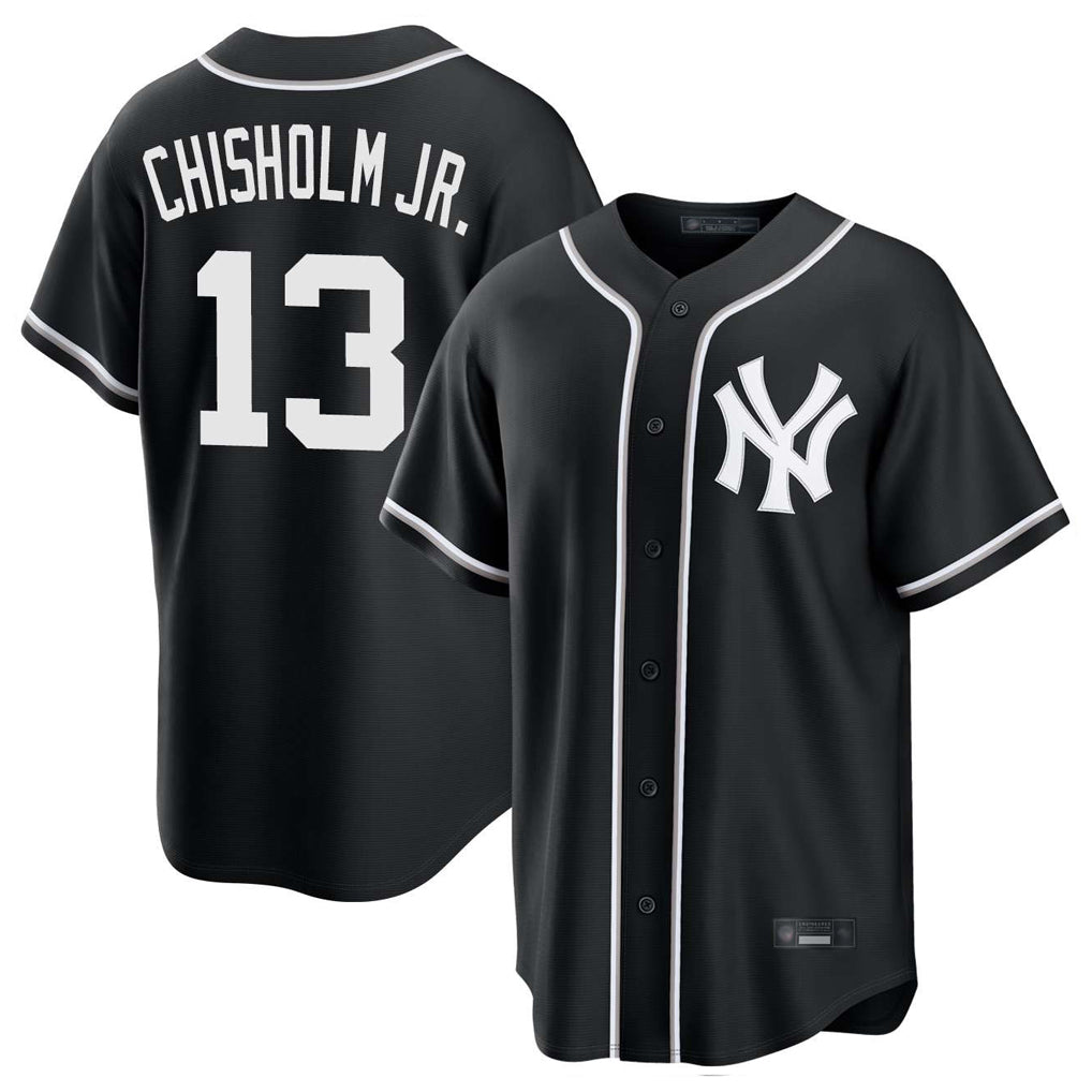CAdoa NY.Yankees #13 Jazz Chisholm Jr Player Black Out Game Stitched Jerseys