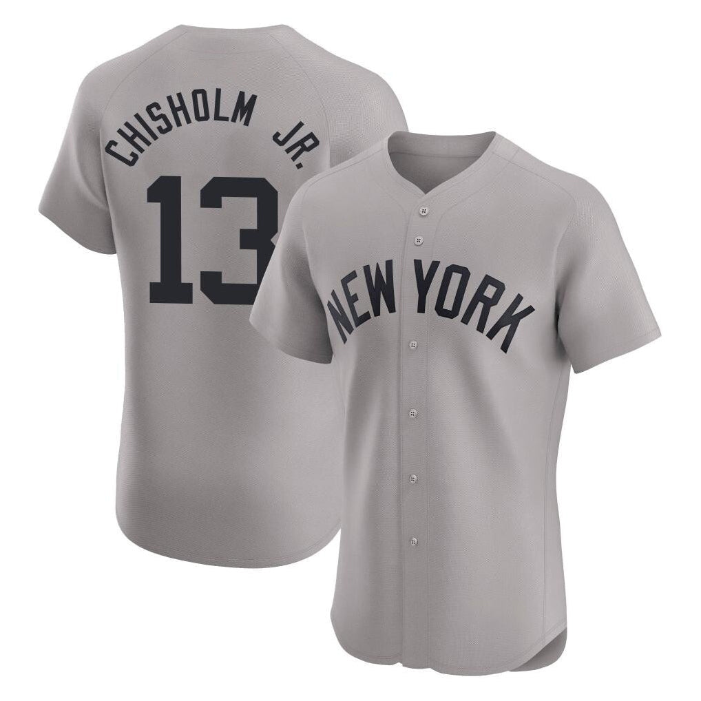 CAdoa NY.Yankees #13 Jazz Chisholm Jr Player Gray Limited Elite Home Stitched Jerseys