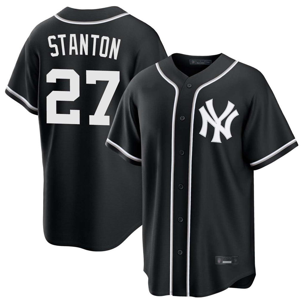 CAdoa NY.Yankees #27 Giancarlo Stanton Player Black Out Game Home Stitched Jerseys