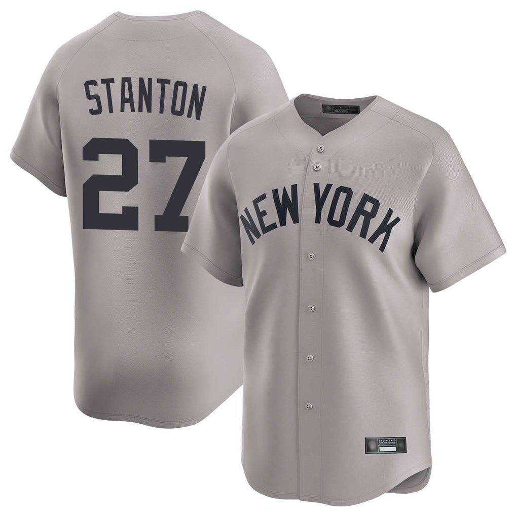CAdoa NY.Yankees #27 Giancarlo Stanton Player Gray Limited Home Stitched Jerseys