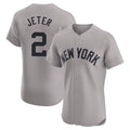 CAdoa NY.Yankees #2 Derek Jeter Player Gray Limited Elite Home Stitched Jerseys