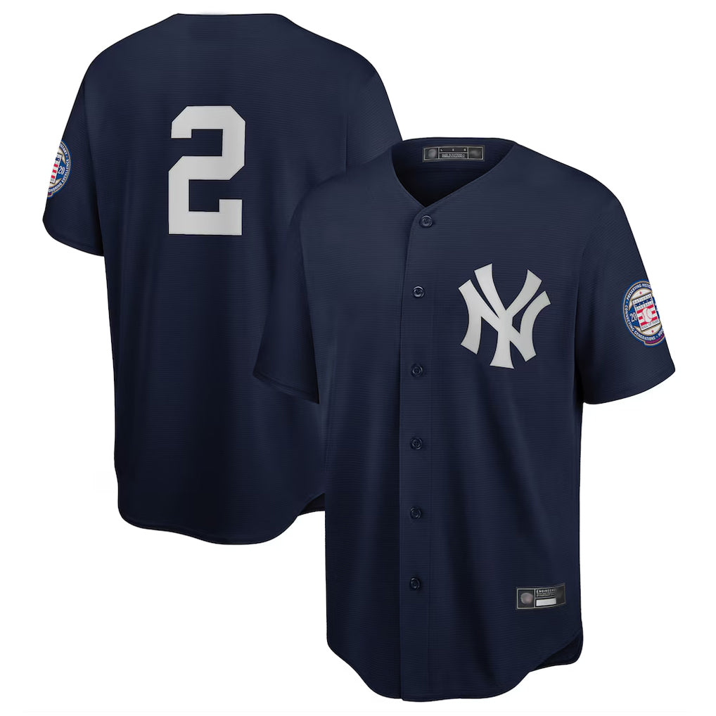CAdoa NY.Yankees #2 Derek Jeter Player Navy 2020 Hall of Fame Induction Limited Stitched Jerseys