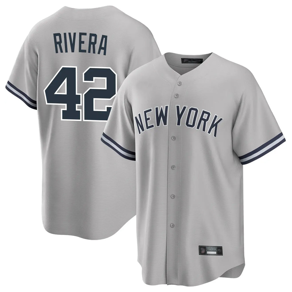 CAdoa NY.Yankees #42 Mariano Rivera Player Gray Road Game Stitched Jerseys