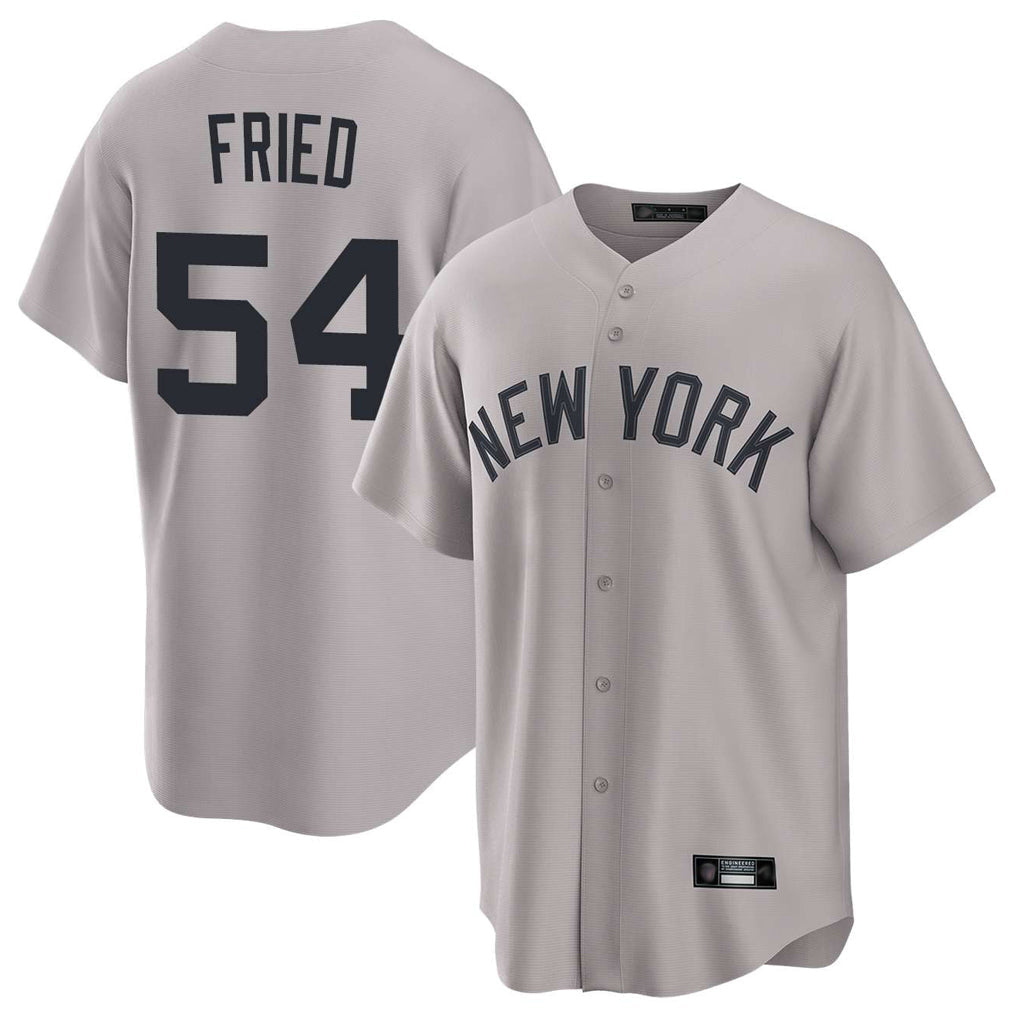 CAdoa NY.Yankees #54 Max Fried Player Gray Game Home Stitched Jerseys