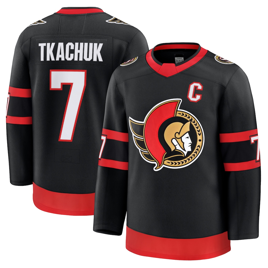 CAdoa O.Senators #7 Brady Tkachuk Black Home Premium Jerseys