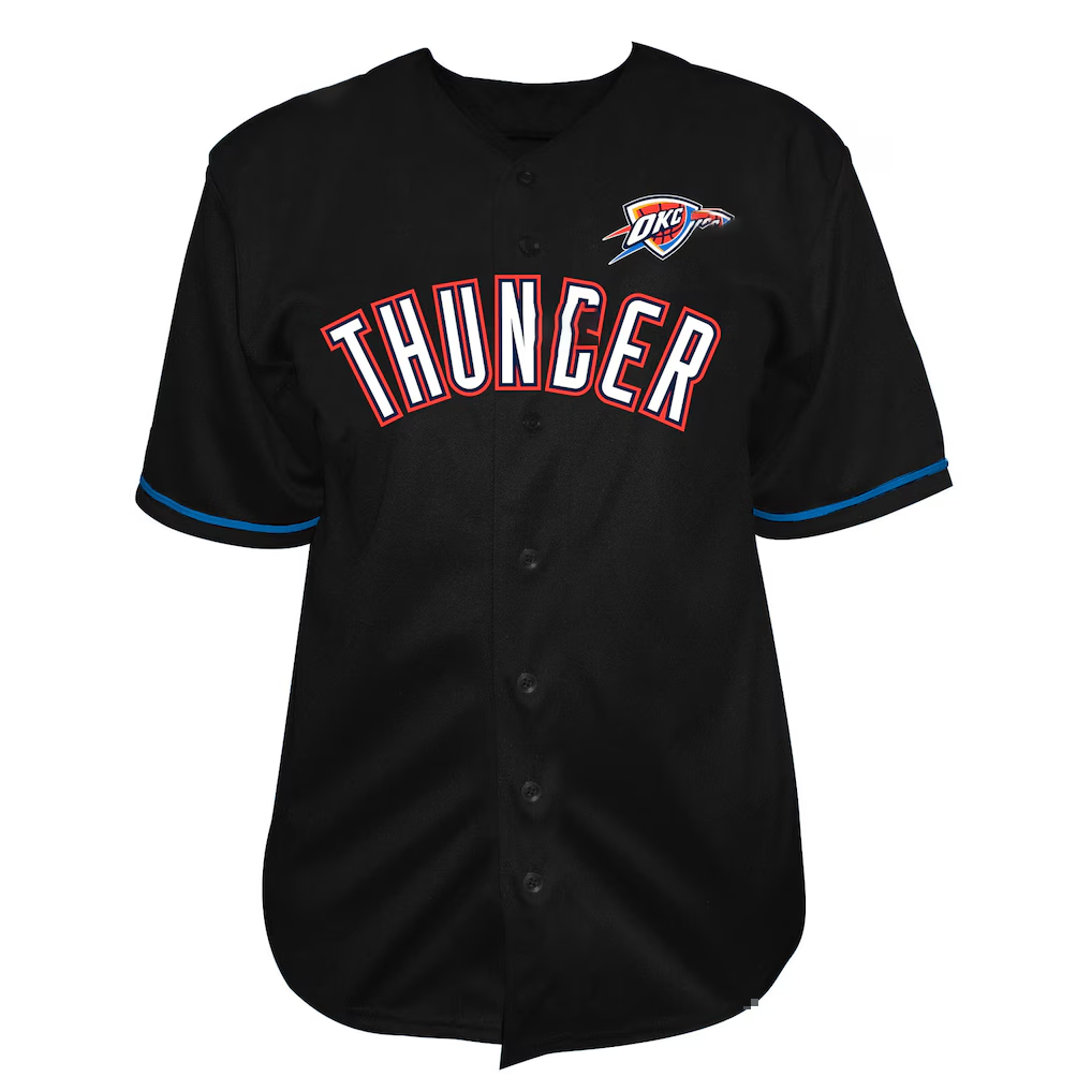 CAdoa OC.Thunder Black Big & Tall Pop Full-Button Stitched Jerseys