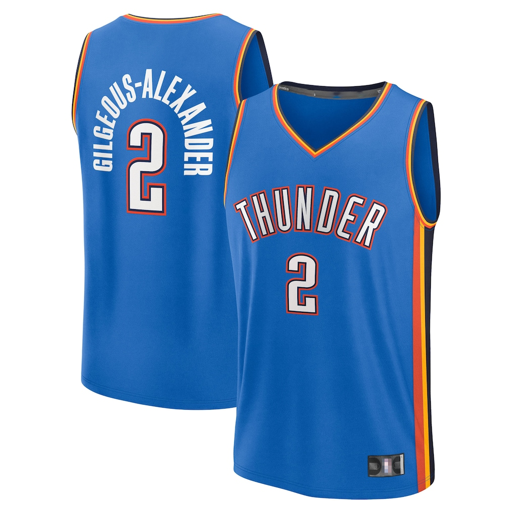 CAdoa OC.Thunder #2 Shai Gilgeous-Alexander Blue Big & Tall Fast Break Stitched Jerseys- Icon Edition