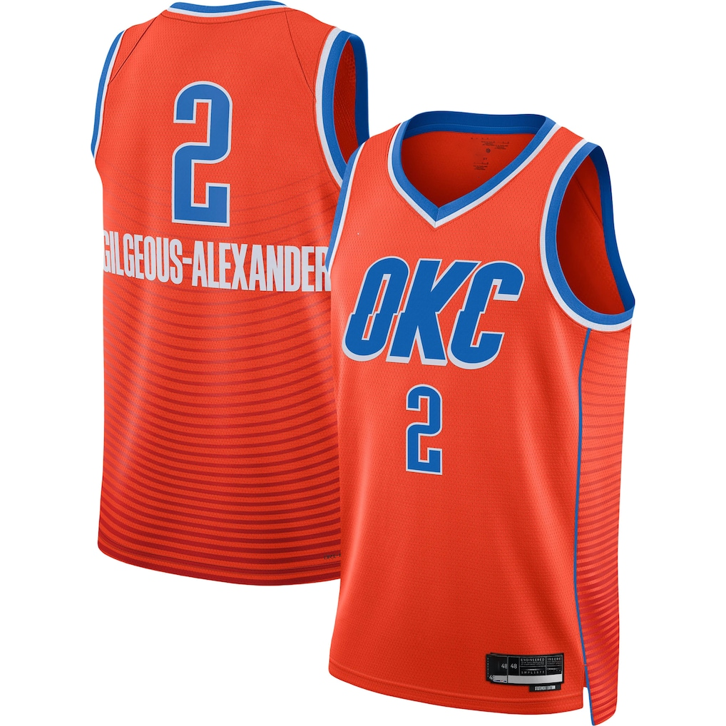 CAdoa OC.Thunder #2 Shai Gilgeous-Alexander Orange Swingman Stitched Jerseys - Statement Edition
