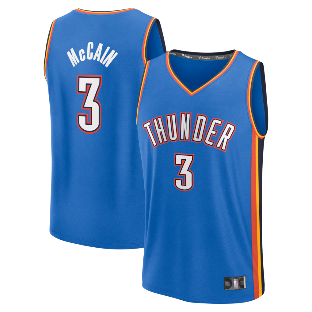 CAdoa OC.Thunder #3 Jared McCain Blue Fast Break Replica Stitched Jerseys - Icon Edition