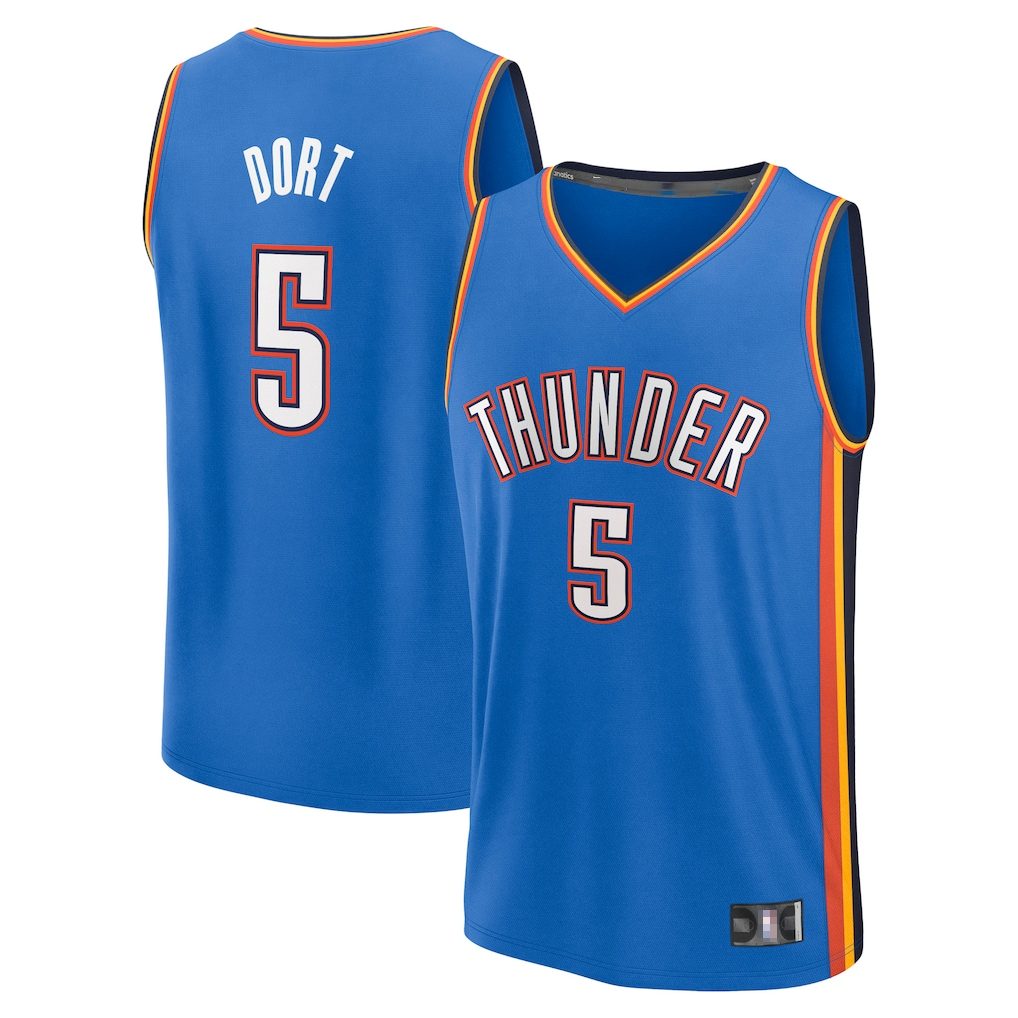 CAdoa OC.Thunder #5 Luguentz Dort Blue Fast Break Replica Player Stitched Jerseys- Icon Edition
