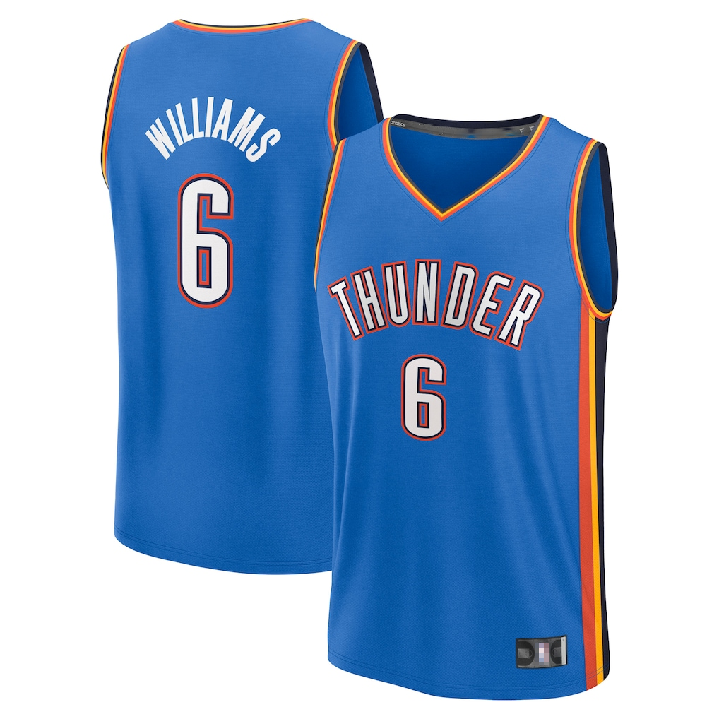 CAdoa OC.Thunder #6 Jaylin Williams Blue Fast Break Replica Player Stitched Jerseys - Icon Edition