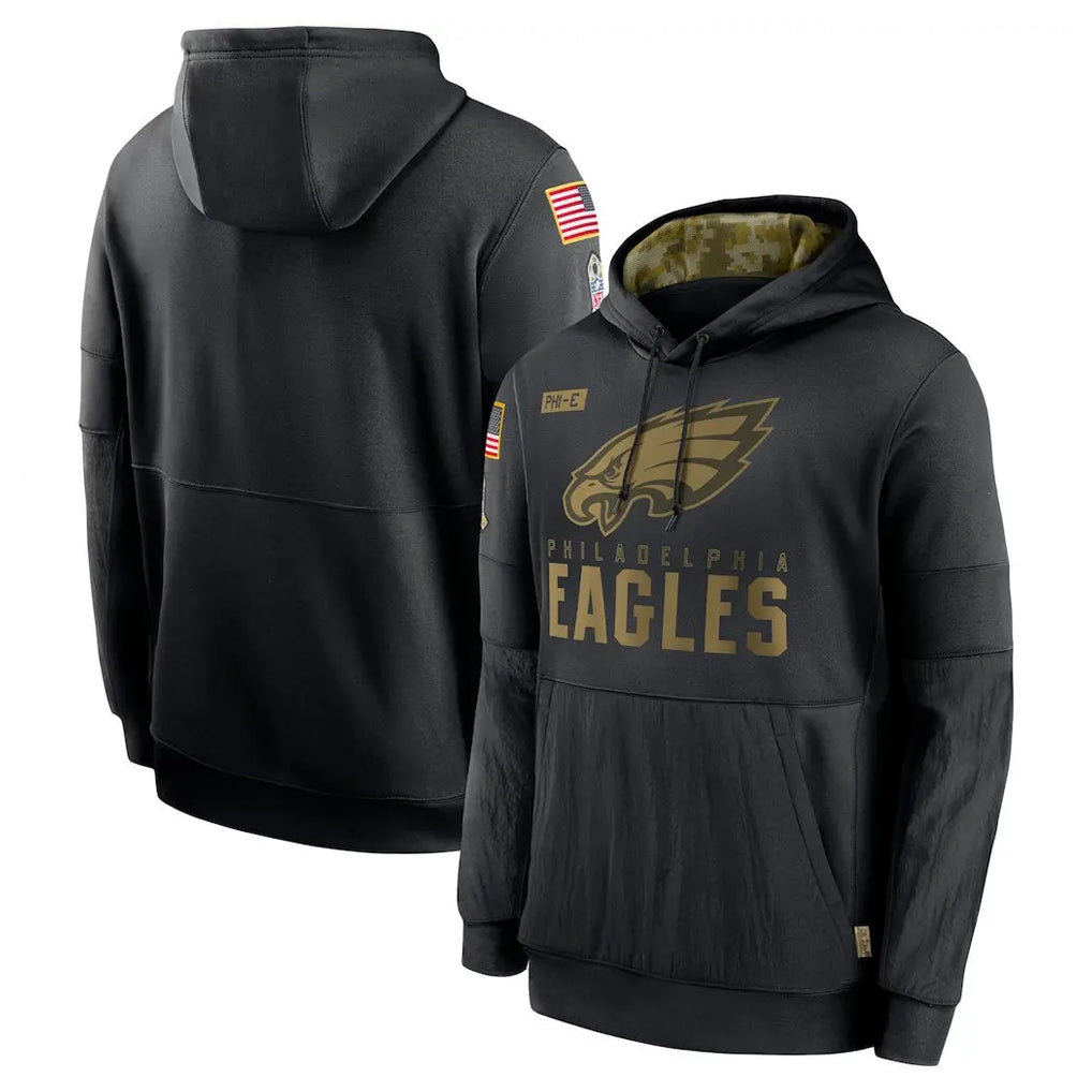 CAdoa P.Eagles Black Salute to Service Hoodies Limited Game Blank Player Stitched Jerseys