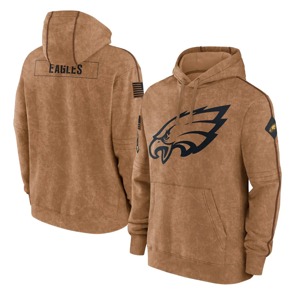 CAdoa P.Eagles Brown Salute to Service Pullover Hoodies Limited Game Blank Player Stitched Jerseys