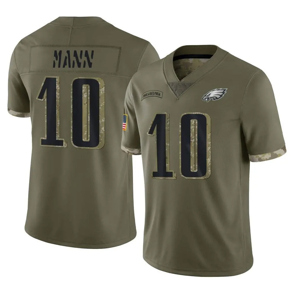 CAdoa P.Eagles #10 Braden Mann Player Olive Salute To Service Limited Stitched Jerseys