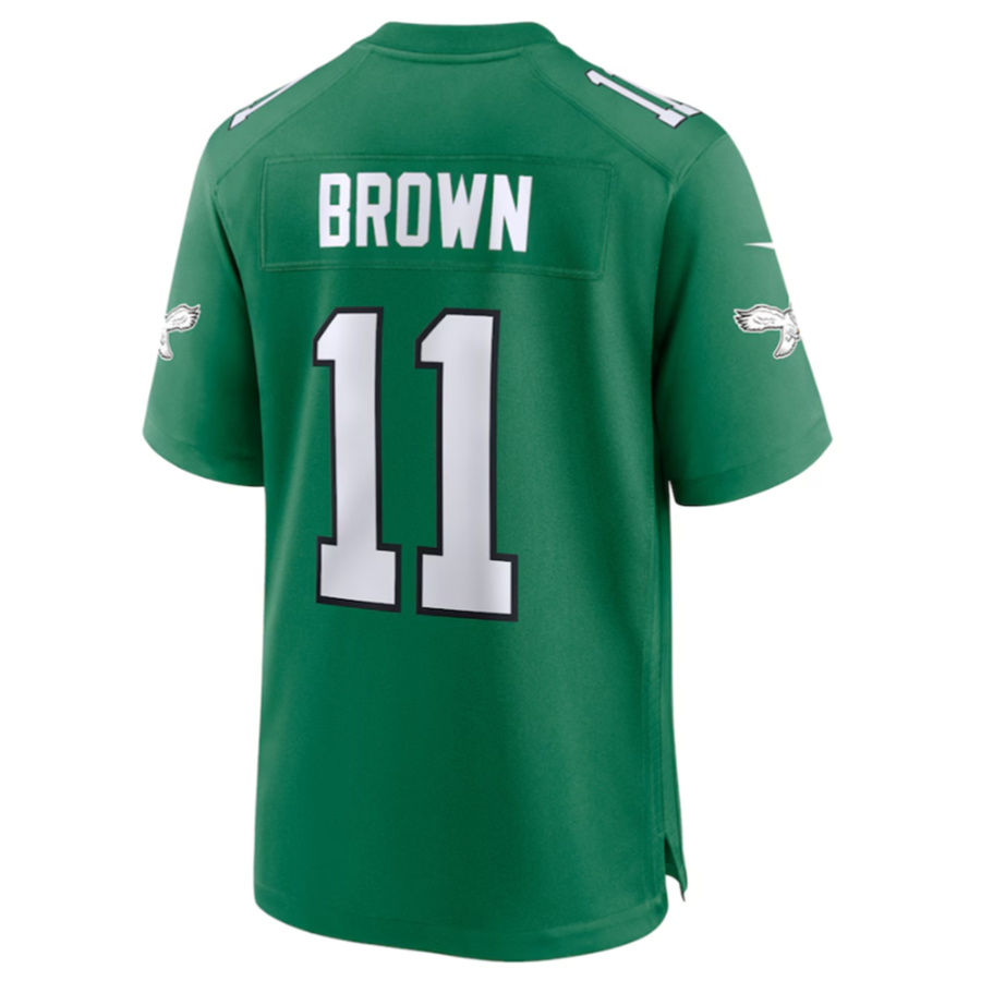CAdoa P.Eagles #11 A.J. Brown Green Alternate Game Player Jersey Stitched American Stitched Jersey