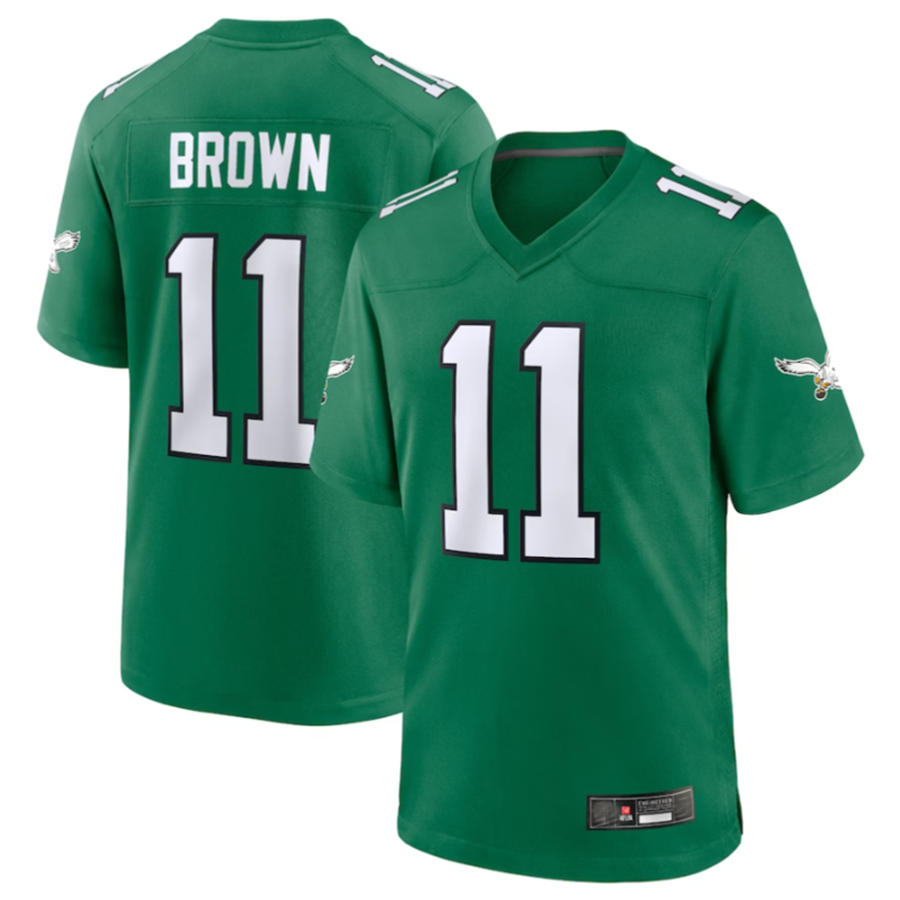 CAdoa P.Eagles #11 A.J. Brown Green Alternate Game Player Stitched American Stitched Jerseys
