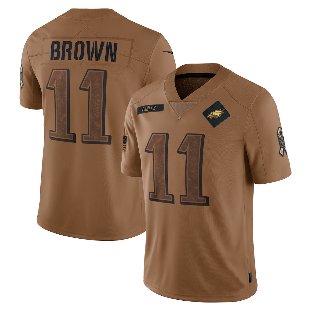 CAdoa P.Eagles #11 A.J. Brown Player Brown Salute To Service Limited Stitched Jerseys