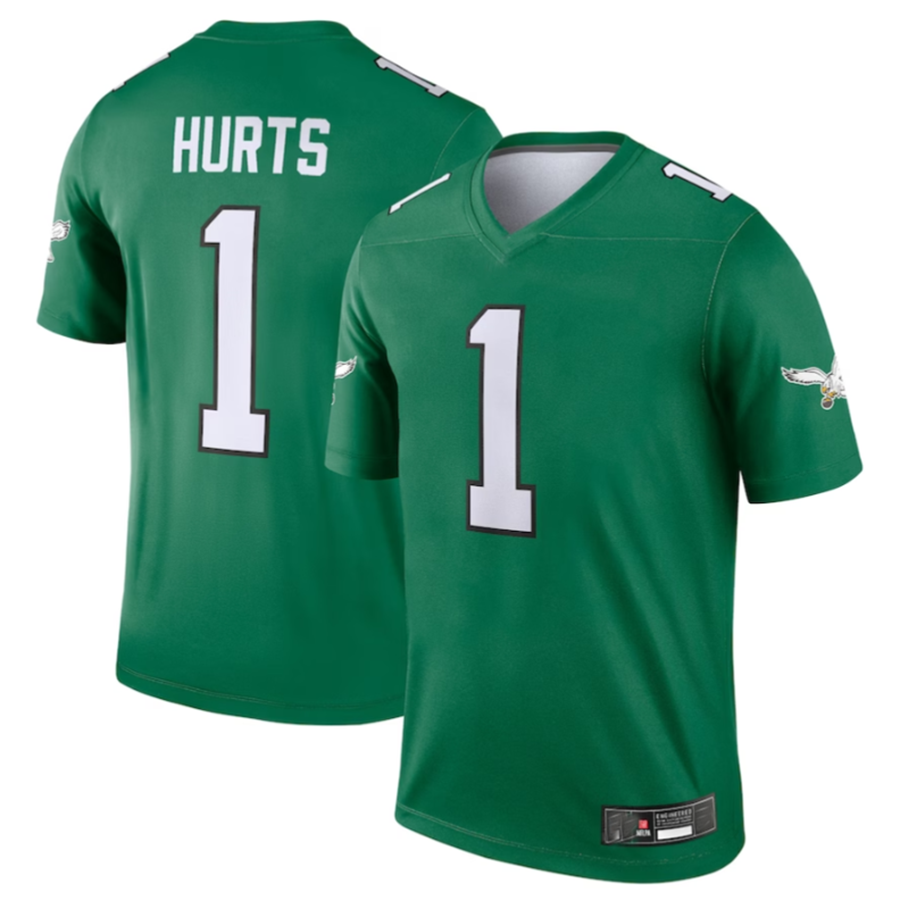 CAdoa P.Eagles #1 Jalen Hurts Green Alternate Legend Player Stitched American Stitched Jerseys