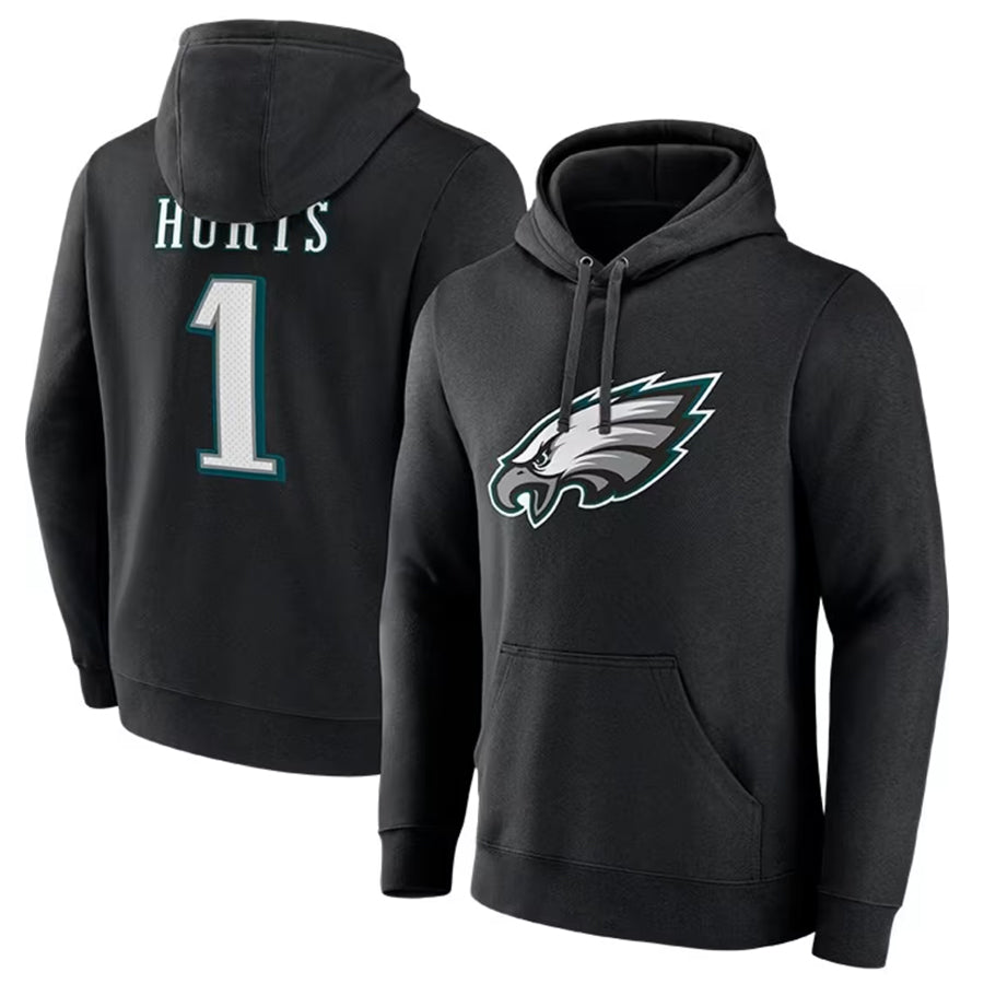 CAdoa P.Eagles #1 Jalen Hurts Player Black Military Hoodie Game Stitched Jerseys