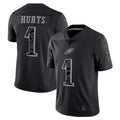 CAdoa P.Eagles #1 Jalen Hurts Player Black REFLECTIVE Limited Stitched Jerseys