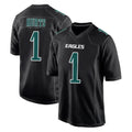 CAdoa P.Eagles #1 Jalen Hurts Player Carbon Black Fashion Home Game Stitched Jerseys