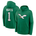 CAdoa P.Eagles #1 Jalen Hurts Player Green Pullover Hoodies Home Game Stitched Jerseys