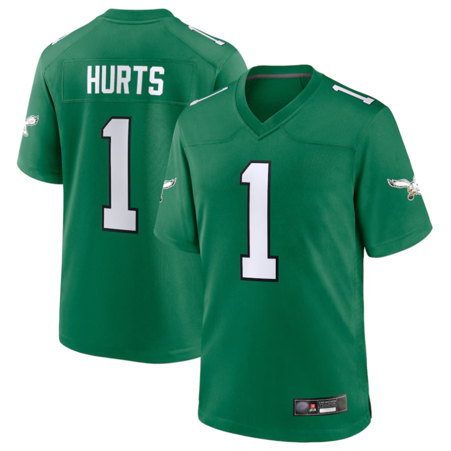 CAdoa P.Eagles #1 Jalen Hurts Player Kelly Green Game Stitched Jerseys
