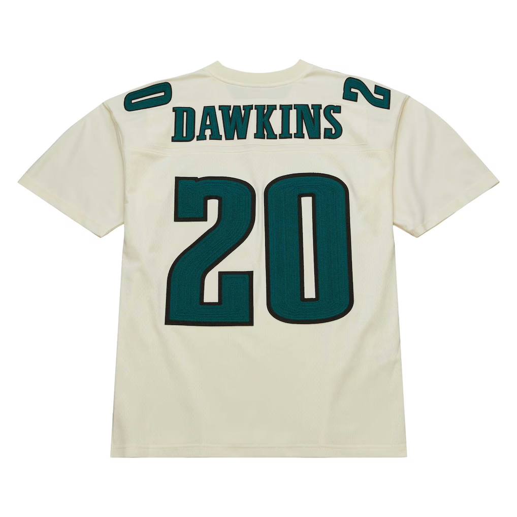 CAdoa P.Eagles #20 Brian Dawkins Mitchell & Ness Cream Chainstitch Legacy Jersey