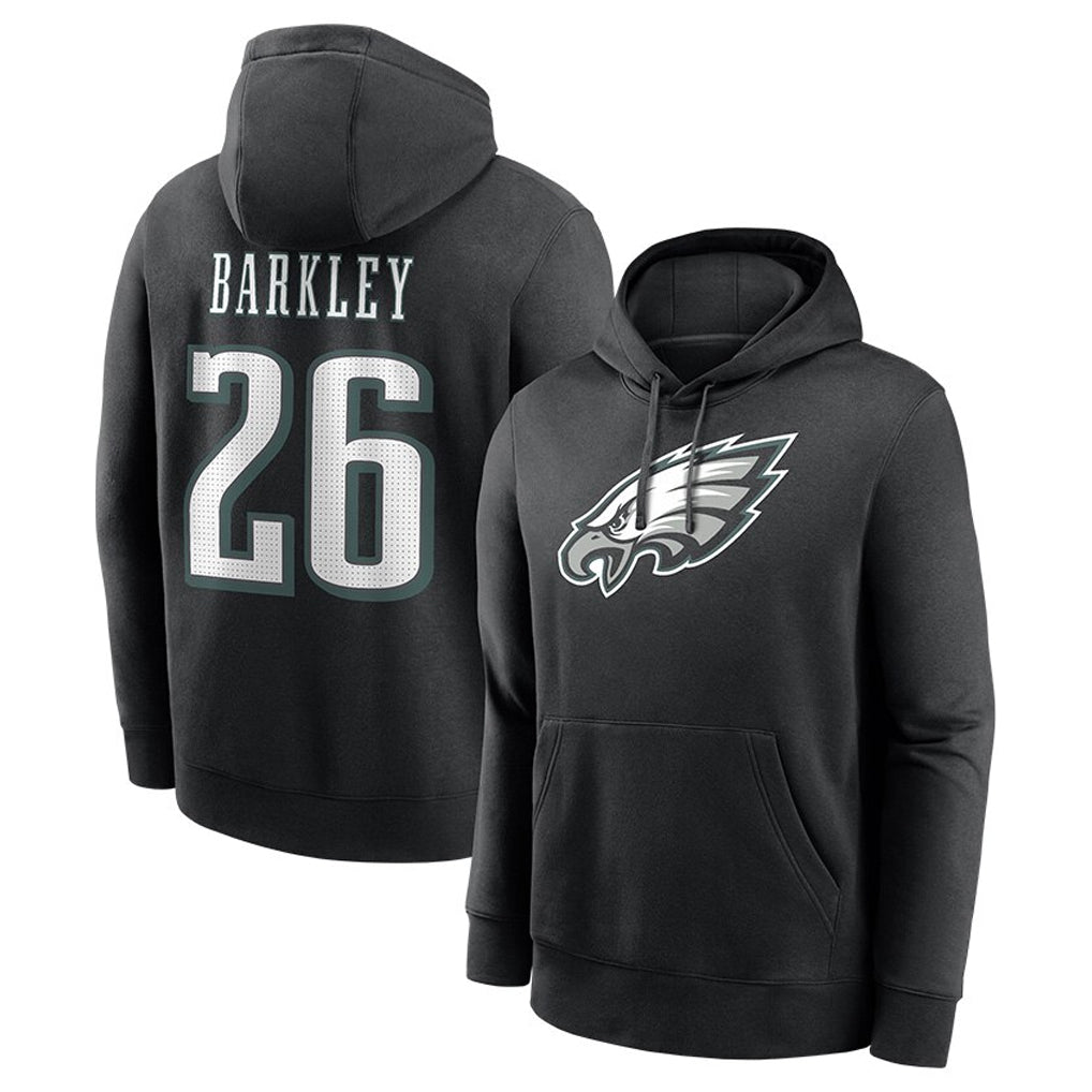 CAdoa P.Eagles #26 Saquon Barkley Player Black Pullover Hoodies Home Game Stitched Jerseys