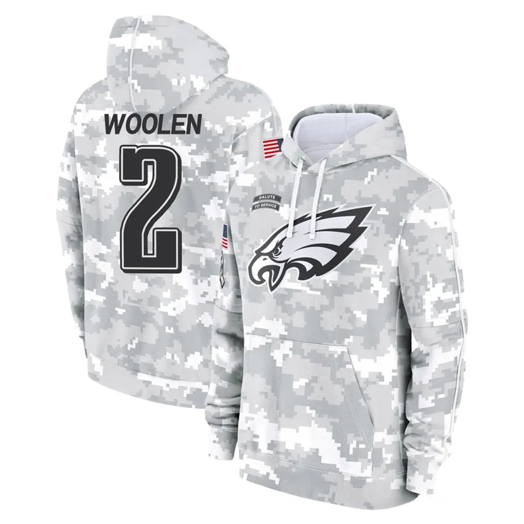 CAdoa P.Eagles #2 Riq Woolen Player Arctic Camo Salute to Service Pullover Hoodies Limited Game Stitched Jerseys