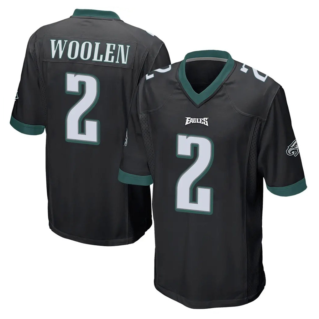 CAdoa P.Eagles #2 Riq Woolen Player Black Home Game Stitched Jerseys