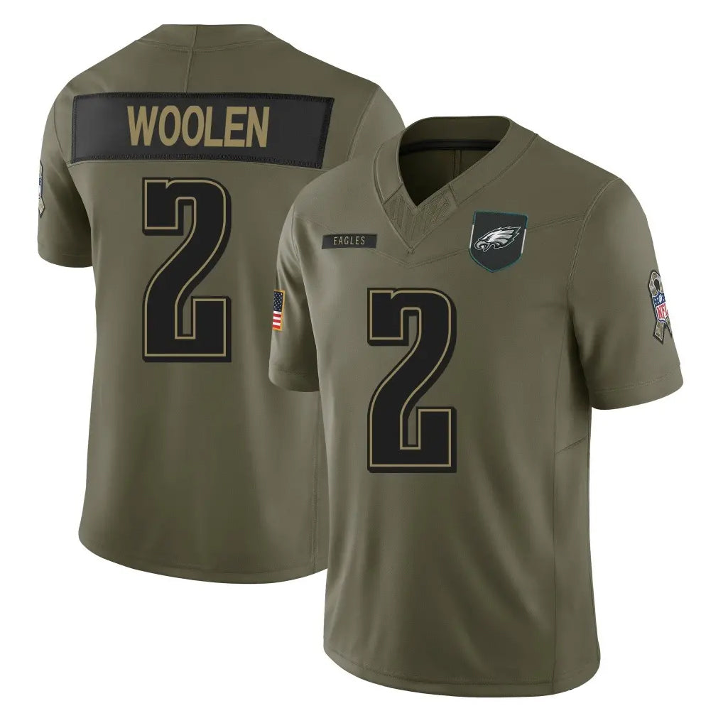 CAdoa P.Eagles #2 Riq Woolen Player Olive 2025 Salute To Service Limited Stitched Jerseys