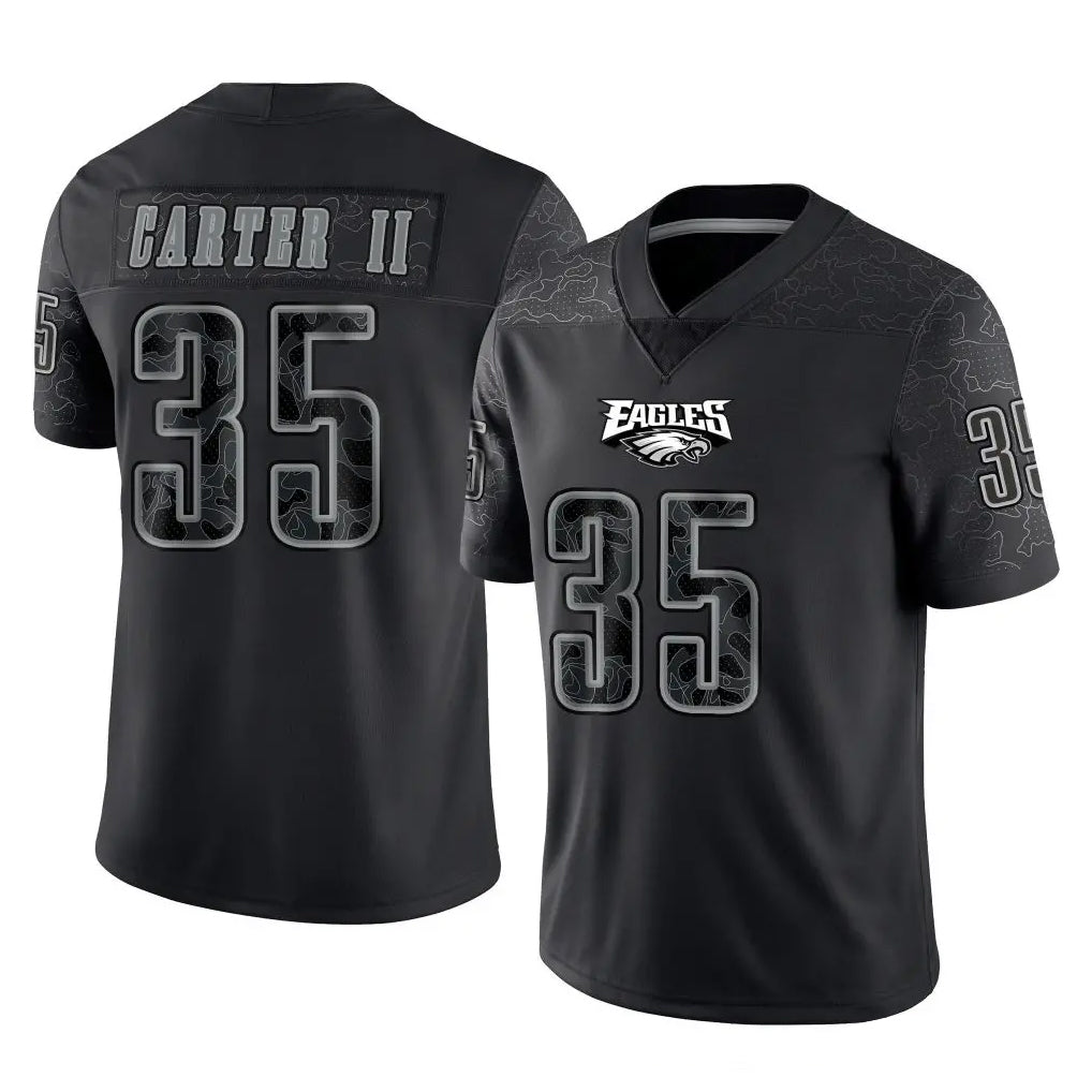 CAdoa P.Eagles #35 Michael Carter II Player Black Reflective Limited Home Game Stitched Jerseys