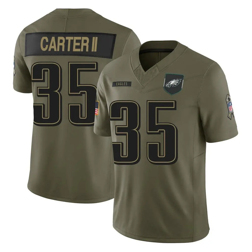 CAdoa P.Eagles #35 Michael Carter II Player Olive 2025 Salute To Service Limited Stitched Jerseys